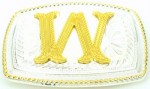  initial (w) small two tone belt buckle