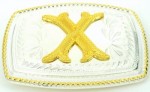  initial (x) small two tone belt buckle