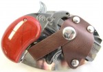  gun lighter with laser pointer and brown holster belt buckle