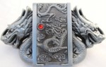  double dragons butane lighter gray color belt buckle