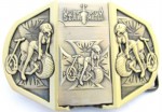  lighter brass with women sitting on top of motorcickle