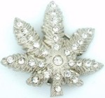  marijuana cutout med silver w/ stone belt buckle