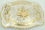  marijuana med two tone belt buckle western beltbuckle style