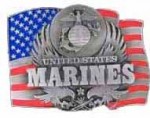  marines with usa waiving flag belt buckle