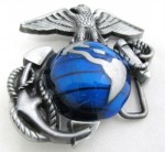  marine logo cut out blue and gray belt buckle