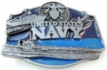  navy belt buckle with airplane carrier fighter jet and coast guard