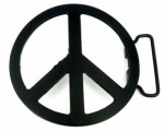  peace sign cutout black belt buckle