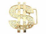  dollar sign with big stones cutout med copper belt buckle