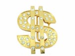  dollar sign with big stones cutout med gold belt buckle