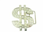  dollar sign with big stones cutout med silver belt buckle