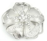  silver flower with stone cutout belt buckle