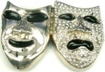  masks with stones cutout big silver belt buckle