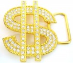  dollar sign with stone cutout gold belt buckle