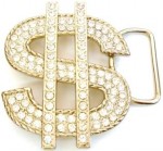  dollar sign with stone  cutout silver belt buckle