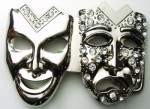  masks with stones cutout med silver belt buckle