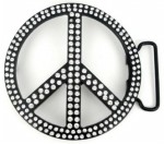  peace sign belt buckle with stone cutout black