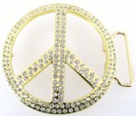  peace sign belt buckle with stone  cutout  gold