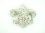  fleur de liz with stones cut out silver buckle