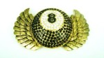  8 ball with wings cutout with stones big brass and black belt buckle