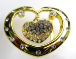  heart with dangly heart gold with stones belt buckle