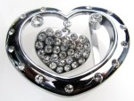  heart with dangly heart silver with stones belt buckle