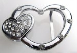  heart with heart on side silver with stones belt buckle