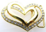  double heart cut out with stones gold belt buckle