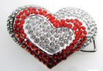  heart iced with clear and red stones belt buckle