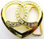  cut out heart gold with stones belt buckle