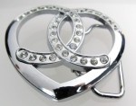  cut out heart silver with stones belt buckle