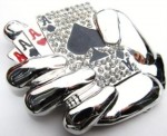  poker hand of aces with stones belt buckle