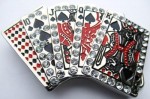  poker straight red and black with stones belt buckle