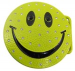  happy face bright green with stones belt buckle