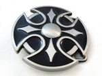  tribal in circle black and gray cut out belt buckle