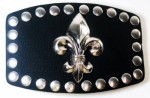  fleur de liz on square metal black belt buckle