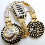  headphone with microphone gold iced belt buckle