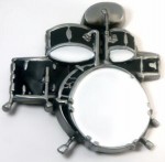  drum set cutout silver belt buckle