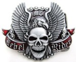  mc rebel rider skull  with eagle flying in background belt buckle