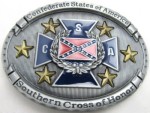  rebel flag with csa and southern cross of honor belt buckle