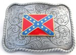  confederate or rebel flag on square frame belt buckle