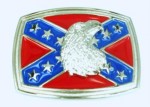  confederate flag square with eagle silver head belt buckle