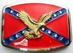  confederate flag square with flying eagle gold belt buckle