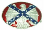  rebel flag on oval with eagle silver belt buckle