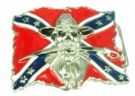  rebel flag with cowboy skeleton silver belt buckle