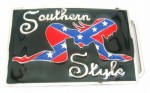  rebel flag on naked lady on square southern style black belt buckle