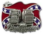  two trucks on rebel flag dixie trucker belt buckle