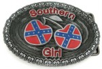  rebel flag cherries shape southern girl on oval belt buckle