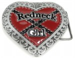  rebel flag on heart cutout redneck girl belt buckle