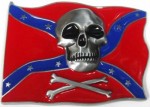  confederate flag with crossed bones skull belt buckle