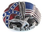  flying eagle with confederate and usa flags belt buckle